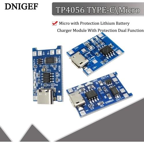 DNIGEF TP4056 TYPE-C\Micro is Not Protected\Micro with Protection Lithium Battery Charger Module With Protection Dual Functions
