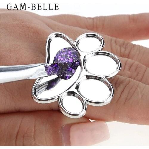GAM-BELLE 1pc Nail Art Metal Color Palette Finger Ring Mixing Acrylic gel polish Painting Drawing Tools Nail Art Accessories