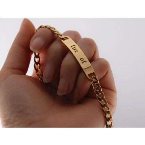 Custom Name Bracelet Femme Stainlee Steel Customized Jewelry Personalizado Geometry Bar Pulseras Hombre Birthday Gift