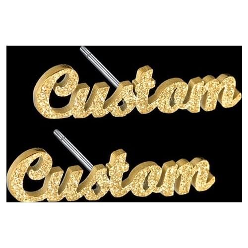 Customized Frosted Tiny Letter Name Stud Stainless Steel Trendy Gold Initial Earrings Earcuff Nature Jewelry Gifts Bijoux Femme