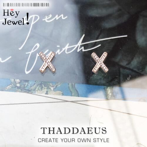 Rose Cross Pave Studs Earrings,Europe Style Fashion Good Ear Jewerly For Women,2018 Trendy Gift In 925 Sterling Silver