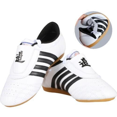 Four trips Taekwondo Shoes Adult Children breathable KICK Boxing Martial Art Sneaker karate Training cheap Comfortable WTF shoes