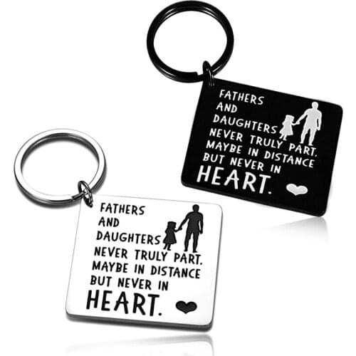Stainless steel square brand keychain Gift for father Keychain Fathers Day key chains A gift from a daughter to a father