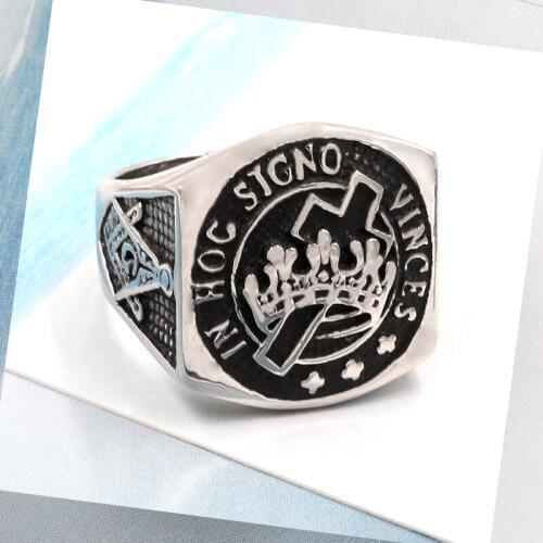 White 316L Stainless Steel Masonic Ring For Men, Master Masonic Signet Ring, Free Mason Ring Ethnic Cool Punk Rock Jewelry Male