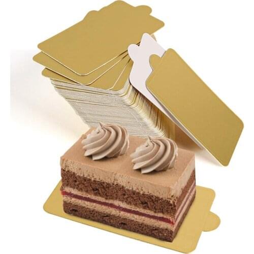 Mini Square Golden Cardboard Cake Base,Single Cupcake Container 300PCS Cake Paper Plates Dessert Board Base Cardboard