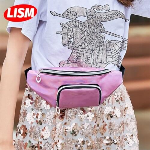 Fashion Womens Travel Handbag Laser Waist Bags Girls Shoulder Colorful Slim Shiny Fanny Pack Hip Bag Waterproof Belt Pouch
