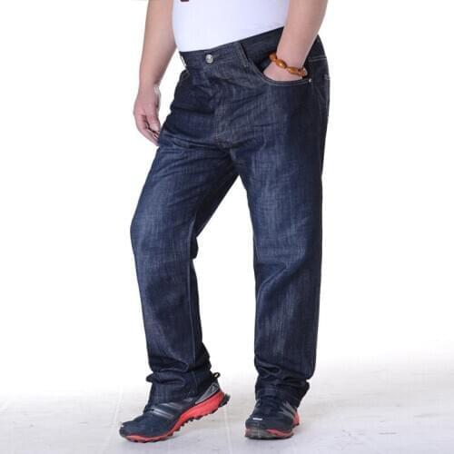 Mens Famous Brand Spring And Summer Thin High Waist Jeans Loose Casual Cotton Long Trousers Super Large Male Size 36-40 41-48