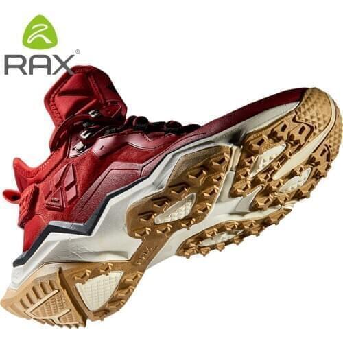 RAX Mens Waterproof Hiking Anti-slip Trekking Multi-terrian Mountaineer Shoes for Winter Breathable Warming of Genuine Leather