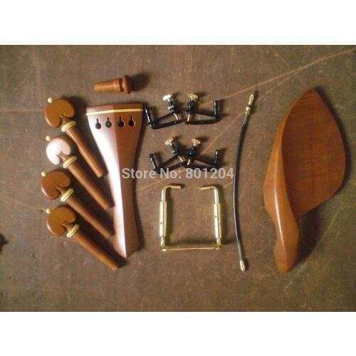 1 Set JUJUBEWOOD Violin fitting with 4 pcs fine tuners and 1 pc violin tail gut & Chin rest screw All 4/4