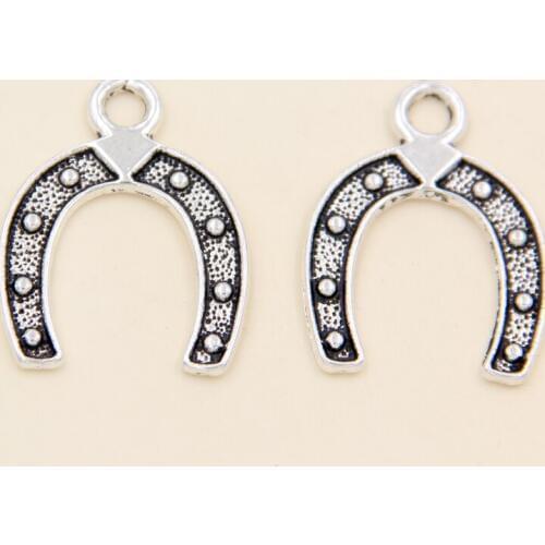 Wholesale 50pcs Tibetan Silver Horseshoe Charms Pendants 18x24mm