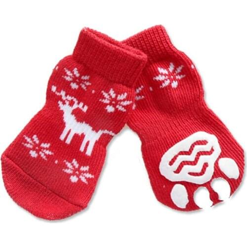 Dog Shose Autumn Winter Outdoor Waterproof Christmas Elk Patten Dog Socks Anti Slip Dog Boots for Dogs in New Year