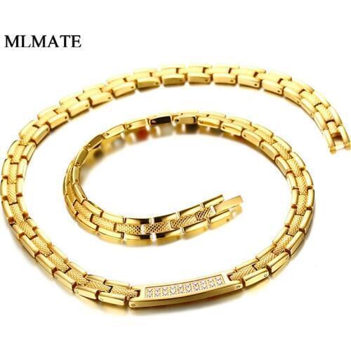 Elegant Gold Titanium 4 Element Magnetic Therapy Necklace Pain Relief for Neck Arthritis Migraine Headaches Shoulders and Back