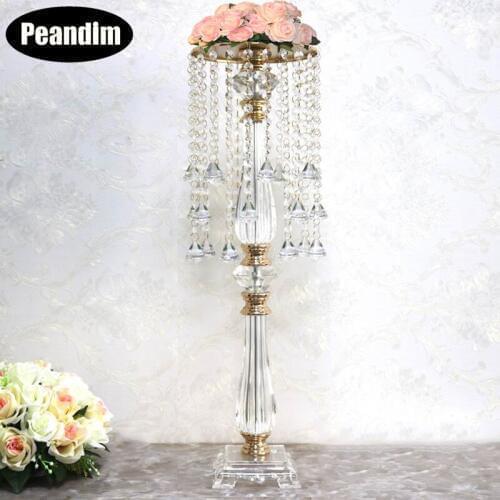 PEANDIM Acrylic Crystal Flower Vases Wedding Party Road Lead Wedding Table Centerpiece Home Decoration 70cm/27.56'' 2pcs/lot