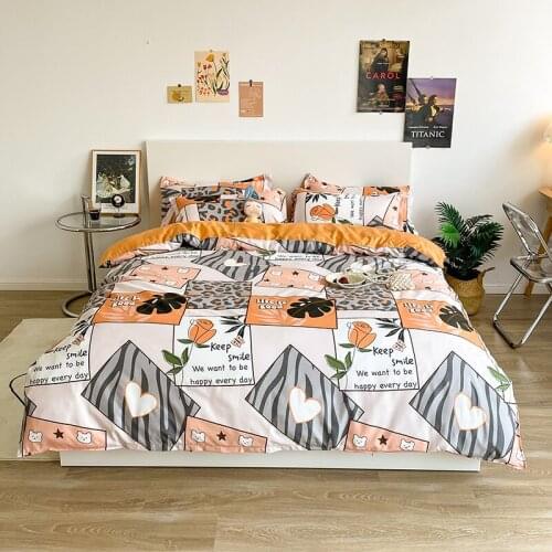 Nordic Duvet Cover 220x240 Graffiti Geometry Heart Student Dormitory Quilt Covers Bed Sheet Linen Single Double King Bedding Set