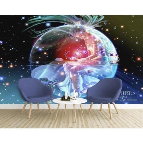 Custom 3D mural wallpaper hand-painted romantic zodiac Scorpio cartoon murals background wall
