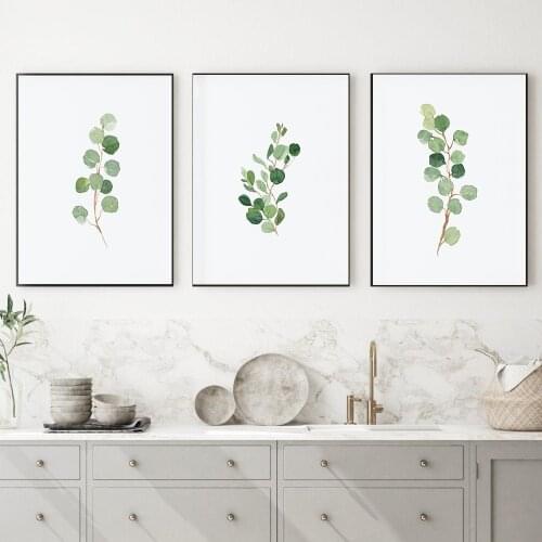 Botanical Eucalyptus Leaves Wall Art Canvas Painting Green Plant Nordic Greenery Nursery Posters and Prints Home Decoration