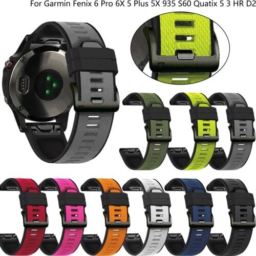 22 26mm Smart Sport Silicone Quick Release Replacement Strap for Garmin Fenix 6 6X Pro 5 5X Plus 3HR Enduro 935 Wristband Band