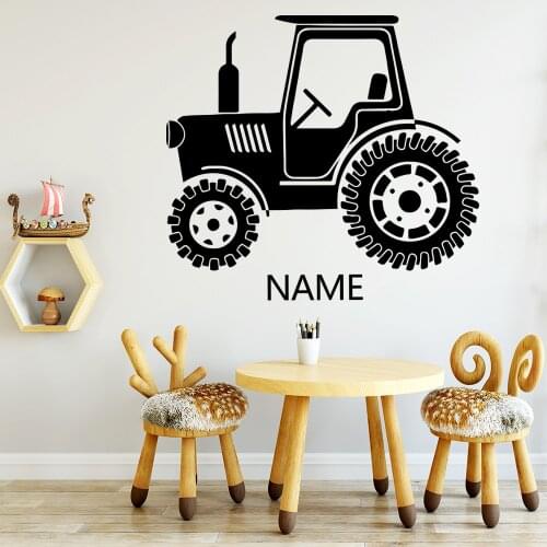 Retro Truck Custom Name Pvc Wall Stickers For Kids Room Art Decal Bedroom Sticker Vinyl Mural Decorative Decal vinilo pared