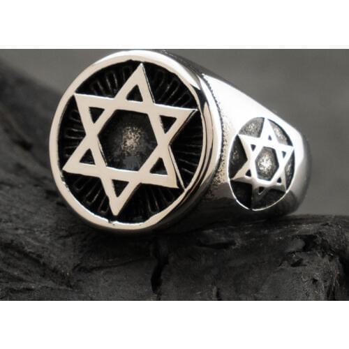 Six-star stainless steel rings for man Domineering Hexagon fashion jewelry