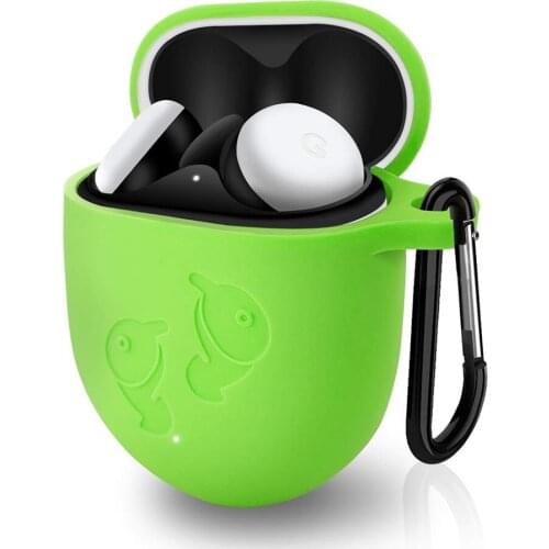 Silicone Protective Shockproof Cover Skin Case for Google Pixel Buds 2 (2020) Bluetooth Earbdus with Keychain Front LED Visible