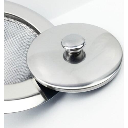 T84E Kitchen Sink Strainer Drain Hair Catcher Bath Stopper Plug Stainless Steel Sewer Filter with Lid Bathroom Accessories