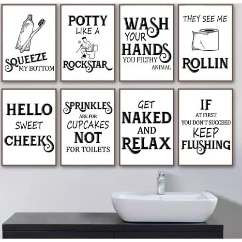 Modern minimalist creative bathroom toilet Wall Art Canvas Painting Nordic Posters And Print Wall Pictures For Living Room Decor