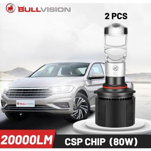 Bullvision H7 LED Headlight Bulb Bi-LED Projector Lens H4 H11 H8 H9 9005 HB3 9006 HB4 20000LM 6000K CSP Chip High Bright 80W 12V