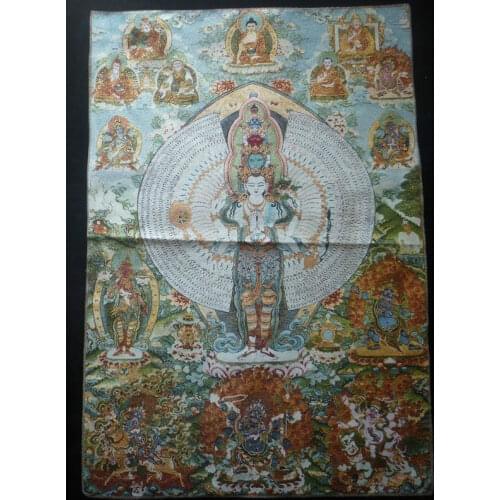 Tibetan Buddhism Tibet Silk Inwrought Thangka Thousands of Head Kuan Yin