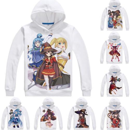 Kazuma Sato Aqua Mens Hoodies KonoSuba Gods Blessing on this Wonderful World Men Sweatshirt Streetwear Anime Long Hooded