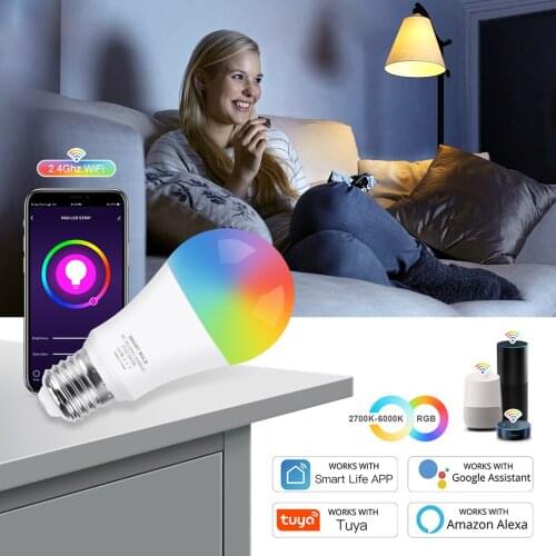 Tuya Smart Light Lamp Wifi Bulb 10W Color Changing RGB LED Bulb e27 110V 220V APP Remote Compatible Support Alexa Google Home