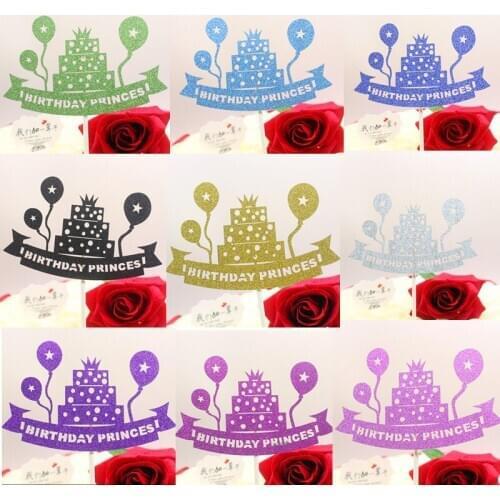 Creative Birthday Princess Cake Topper Flags Glittler Multi Colors Birthday Party Cake Baking Decoration Birthday Cake Flags