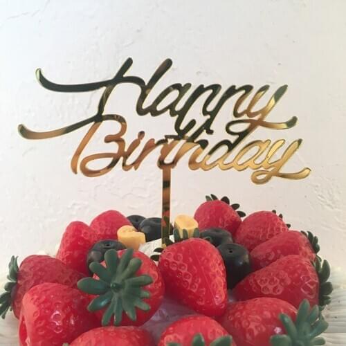 New Creative Happpy Birthday Acrylic Cake Topper Gold Birthday Cake Baking Decorations for Kids Birthday Party Cake Supplies