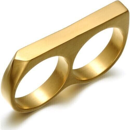 Vintage Two Finger Ring Stainless Steel Rings Cool Punk Party Fashion Ring Men Finger Ring Party Hip Hop Rings Accessories