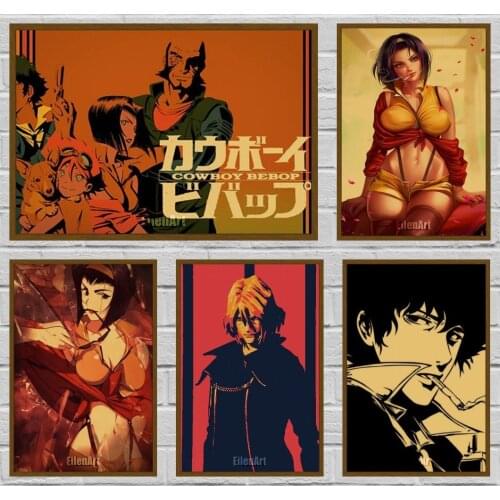 Vintage Wall Art Cowboy Bebop Poster Japan Anime Posters Print Painting Kraft Paper Retro Picture Living Room Bar Decor 42X30cm