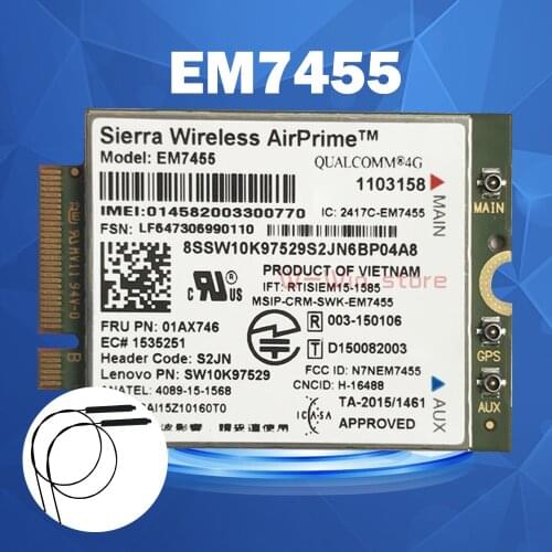 WIRCARD EM7455 FRU 01AX746 LTE 3G 4G Card for Thinkpad X1 carbon 5th gen X270 T470 T470S T470P T570 L570 L470 P51 P71