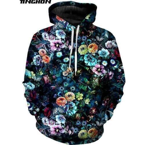 XS-7XL New Fashion Mens Hoodies Retro flowers Rose / Peony / chrysanthemum Print 3d Unisex Casual Hooded Sweatshirt 03