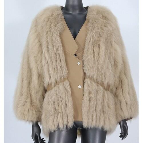 2021 Winter Jacket Women Real Fur Coat Natural Fox Fur Genuine Leather V Neck Loose Outerwear Streetwear Thick Warm New Fashion