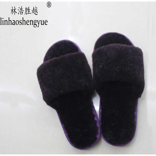 Linhaoshenyue 2020 hot real sheepskin fur Slipper for women home shoes Suitable for winter and autumn