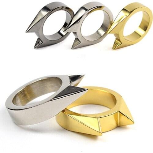 Women Lady Self defence Protect Weapon ring Finger Survival Safety Fight Combat Outdoor Emergency EDC Gear Tool Protect knuckle