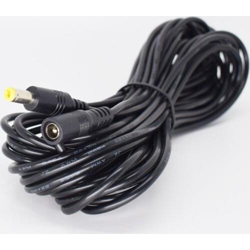 1pc 10M DC Power Supply 5.5mmx2.1mm 2.1mm Male to Female Extension Cable 22AWG