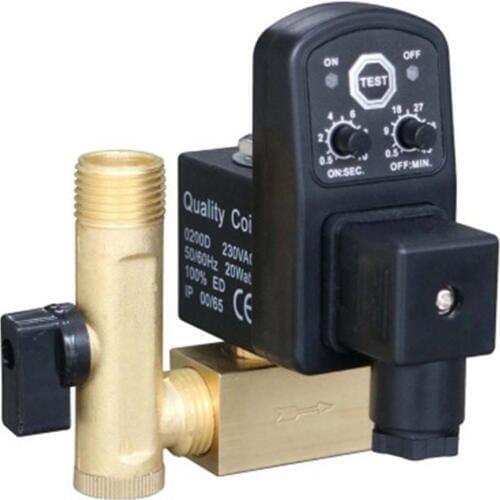 110/220/380VAC 24VDC 1/2"BSP Brass/Plastic Auto Electronic Drain Timer Water Valve Air Compressor Split Type IP65