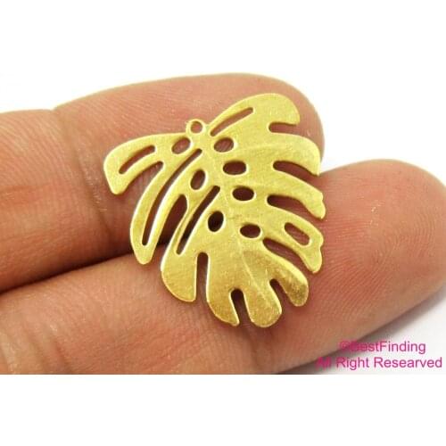 Brass Monstera leaf charms 22x21mm Brass leaf earrings findings 1 Loop -12pcs R521
