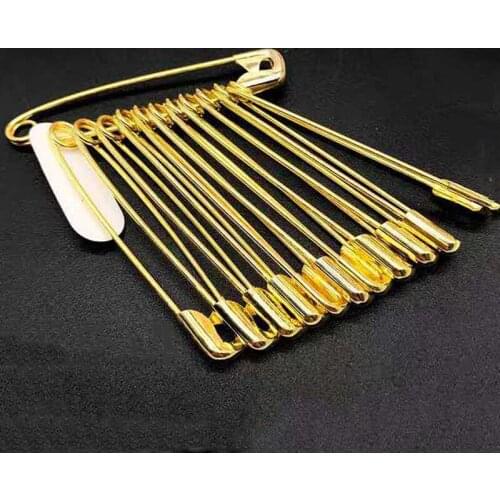60pcs/Lot Golden Safety Pins 23mm-56mm Stainless Steel Brooch Apparel Accessories Diy Metal Sewing Tools Clothing Tag Pin
