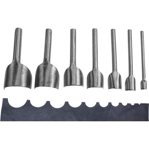 7Pcs Leather Craft Tools Half Round Cutter Punch Leather Handmade Craft Tools Arc-shaped Punch for Belt Strap 10-40mm