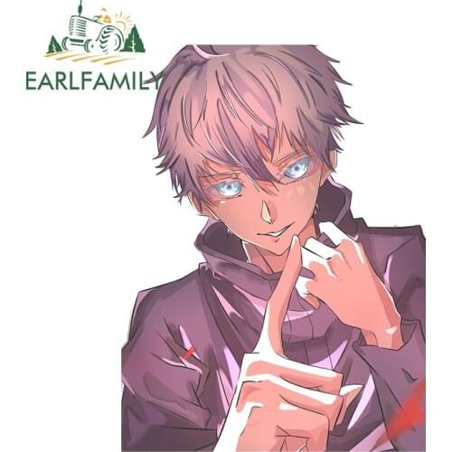 EARLFAMILY 13cm x 9.8cm For Jujutsu Kaisen Gojo Satoru Car Stickers Waterproof Decal Sunscreen Anime Personality Decoration