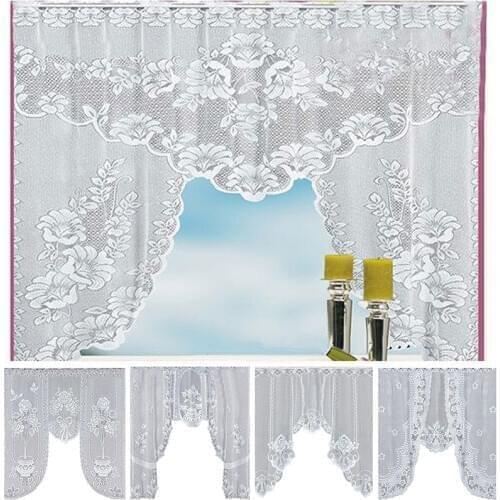 White Lace Sheer Curtains for Kitchen Valance Window Tulle Curtains Coffee Dividers Curtain Bedroom Roman Blinds European