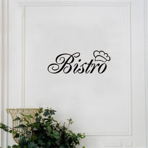 Bistro with Chef Hat Kitchen Quote Wall Sticker Door Sticker Waterproof Removable Home Decoration Vinyl Mural Wall Sticker sv18