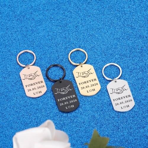 Brothers Friend Keychain Personalized Date Name Letters for Brothers Man Partner BBF Forever Key Chain Anniversary Gift