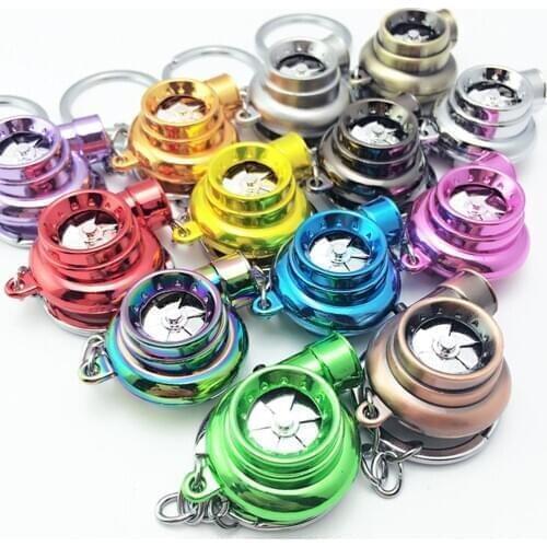 13 COLORS Mini Turbo Turbocharger Keychain Spinning Turbine Key Chain Ring Keyring Keyfob Car Keyring Car Interior Accessories