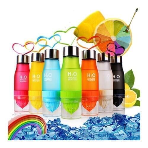 Dropshipping 650ML Lightweight Lemon Bottle Outdoor Sport Travel Infuser Juice Fruit Pulp Water Bottles for Healthy Drinking